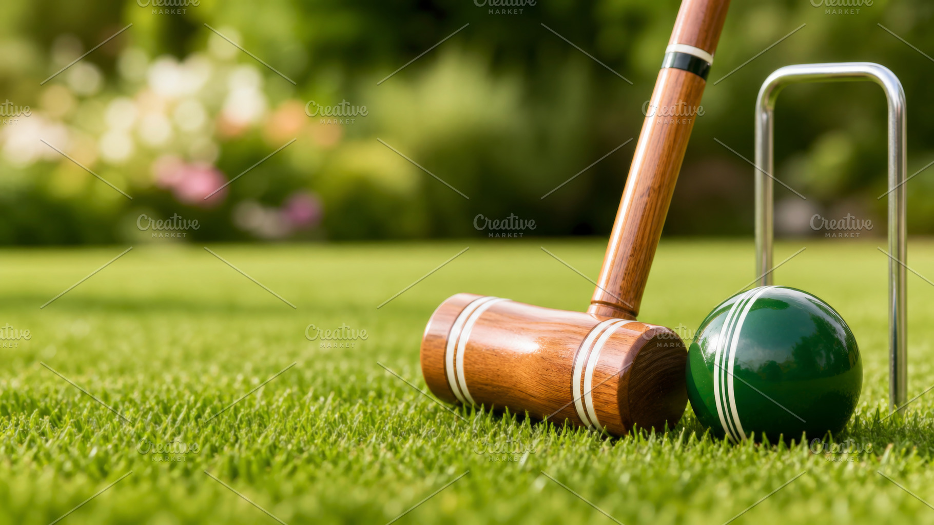 Lawn games backyard summer scene fea, a Photo by Dvoevnore photos