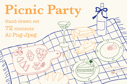 Picnic Party Hand Drawn Set, a Food Illustration by Mii Lab