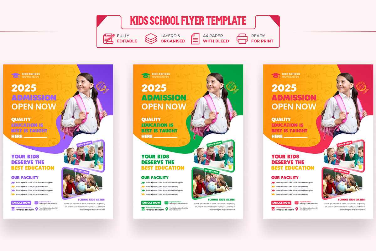 Kids school Admission Flyer Template, a Marketing Template by Mk_Studio (Photo 7 of 11)