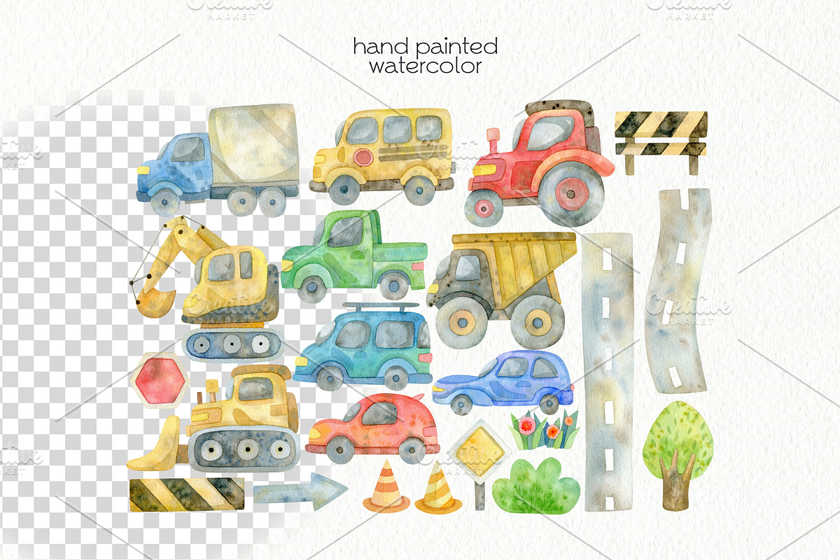 Watercolor Transport, an Illustration by OllyKo Art (Photo 2 of 9)
