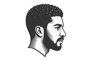 Bearded Man Profile Portrait Vintage, a Person Illustration by AlexArt