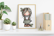 Cute Holly Girl Clipart Bundle, an Illustration by Canvas Craft (Thumbnail 7 of 7)
