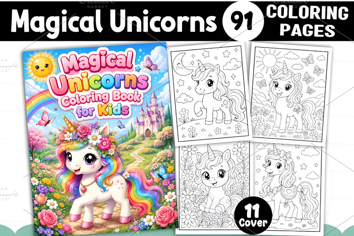 Magical Unicorns Coloring Book, an Animal Illustration by Coco Bloom (Photo 1 of 3)