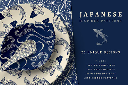 Japanese Patterns Vector Handdrawn, a Pattern Graphic by Youandigraphics