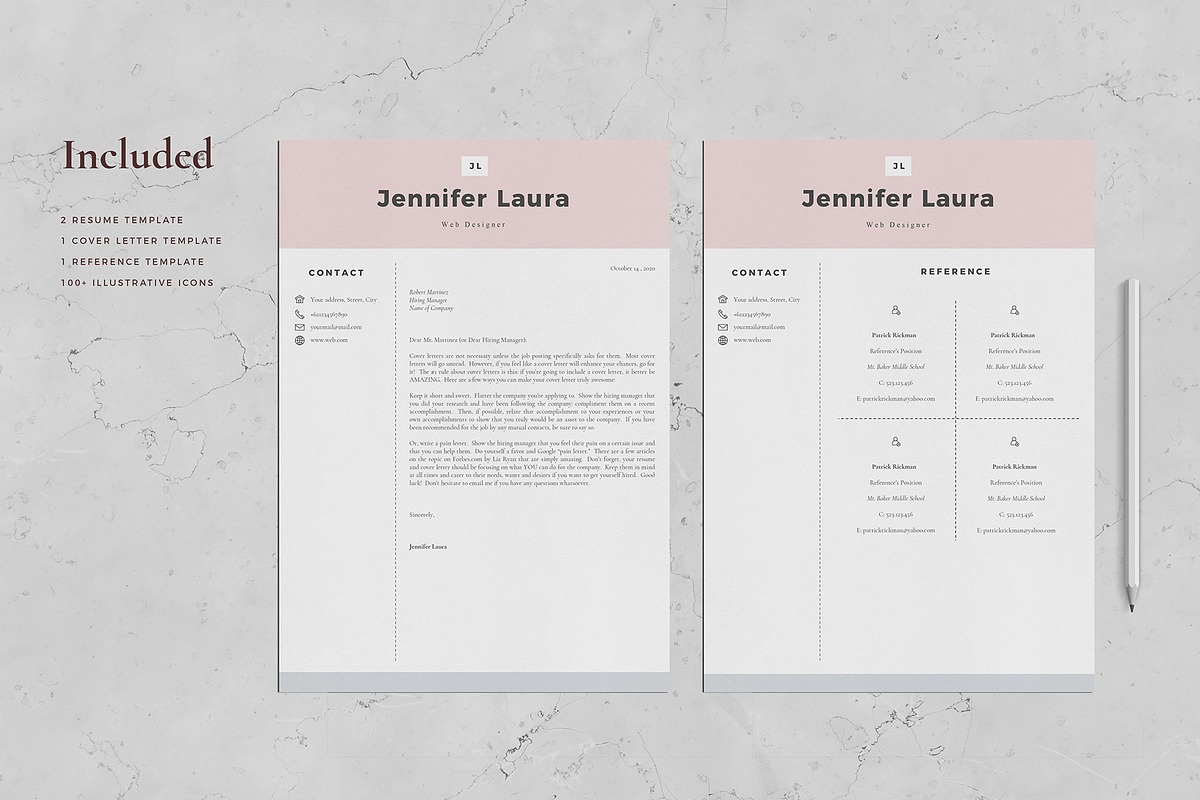 Resume Template 4 Page - Pink, a Resume Template by Aprilea (Photo 3 of 6)