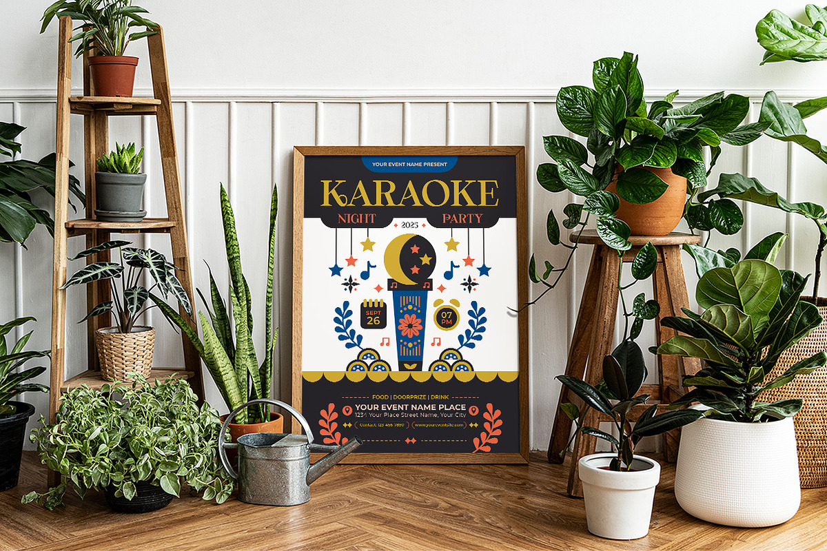Folk Art Karaoke Flyer Template, a Flyer Template by Hole Hope Design (Photo 2 of 5)