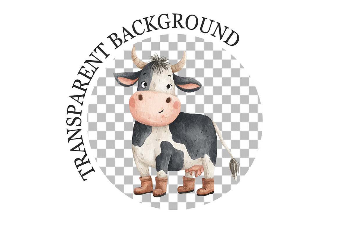 Watercolor Funny Cow Clipart, a Seasonal Illustration by Rose Art (Photo 5 of 7)
