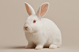 White Rabbit on Neutral Background, an Animal Photo by Virgo Studio
