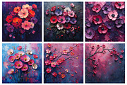 Magenta Oil Floral Digital Paper, an Illustration by RobertsArt (Thumbnail 5 of 5)