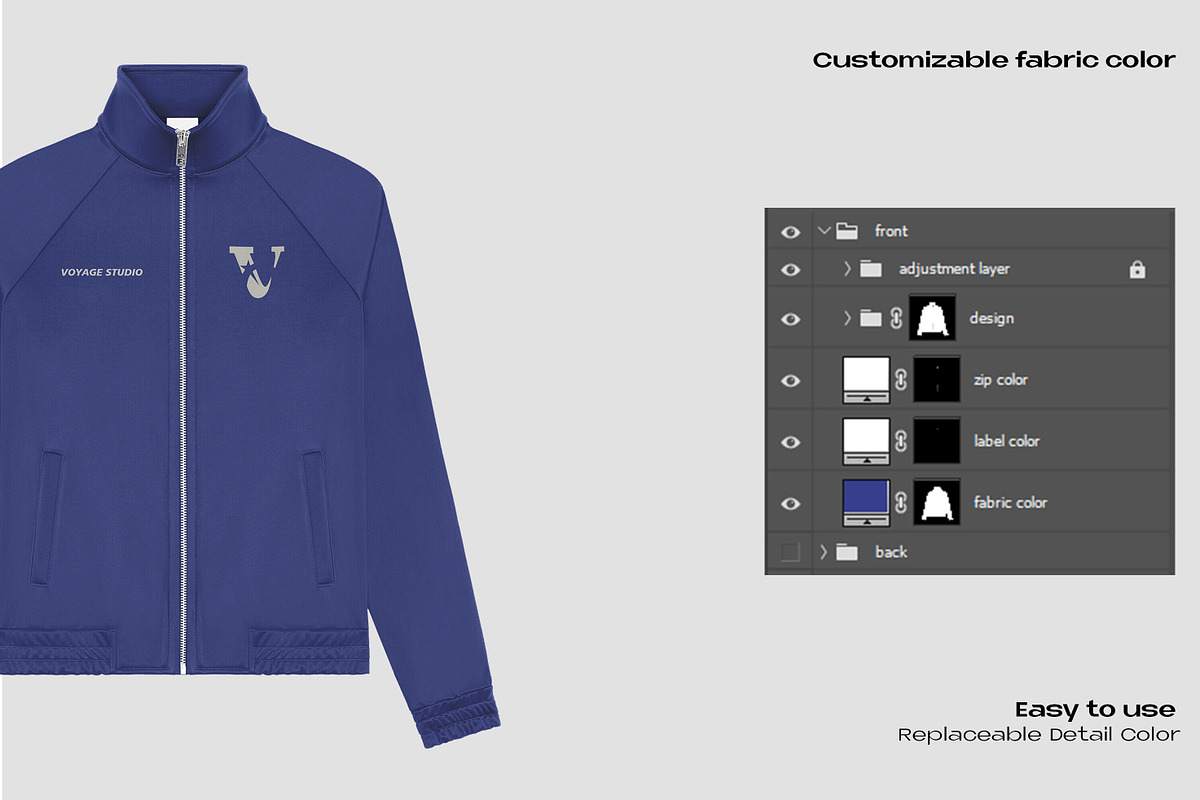 Track jacket mockup, an Apparel Mockup by Voyage Studio