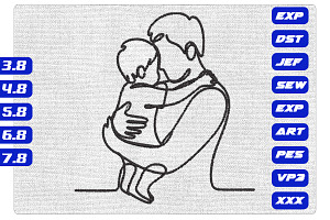 Father Hug Child Embroidery Minimal, an Illustration by Purpose Ekbal