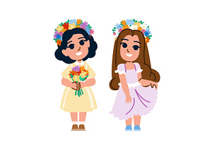 headpiece flower crown kid girl, a Person Illustration by pikepicture