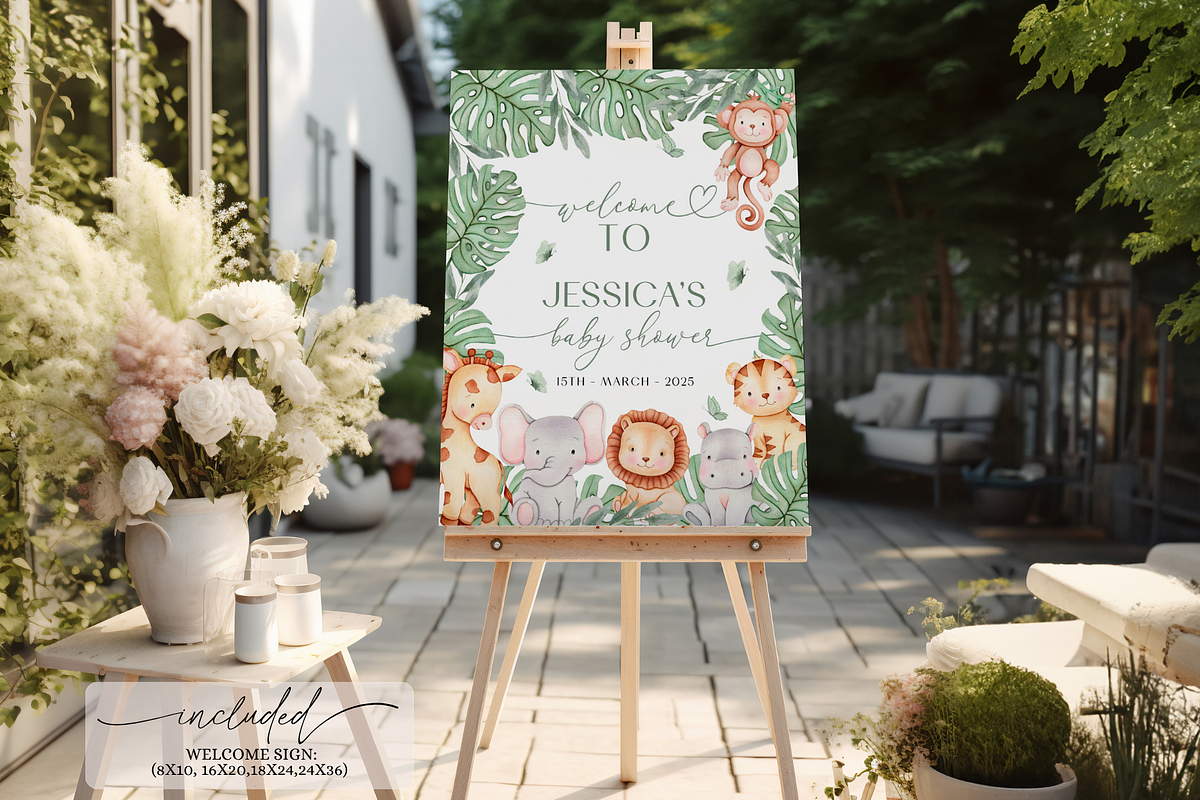 Safari Baby Shower Welcome Sign, a Templates & Theme by VeliusCreativeStudio (Photo 2 of 3)
