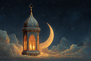 Ornate lantern shines under crescent, a Background Photo by shahsoft (Thumbnail 2 of 2)