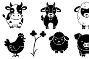 Cute Farm Animal Silhouette Bundle, an Illustration by hafijul (Thumbnail 33 of 51)