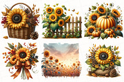 Vintage Sunflowers Autumn Clipart, an Illustration by OK Design (Thumbnail 5 of 5)
