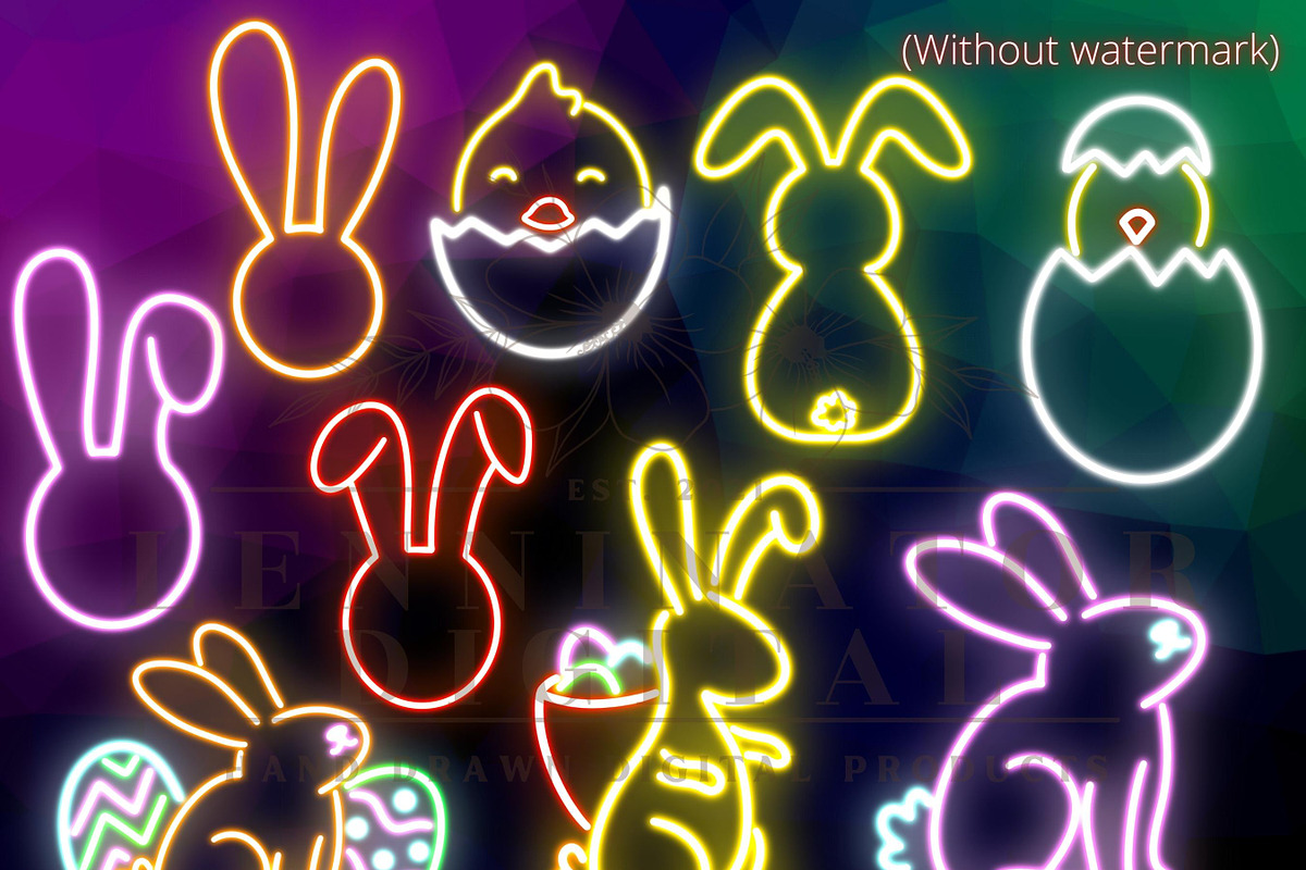 Neon Easter Spring Clipart PNG, a Seasonal Illustration by Lenninator Digital (Photo 6 of 7)