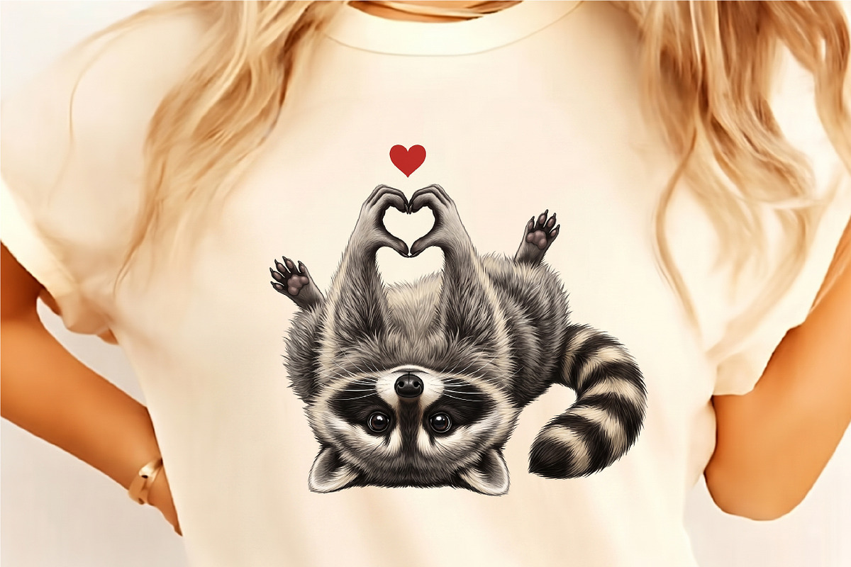 Cute Raccoon Heart Paws Love, a Seasonal Illustration by designcity5 (Photo 4 of 4)