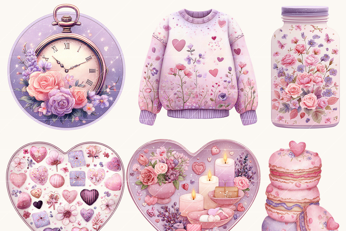 Watercolor Sweet Valentine Clipart, an Object Illustration by Design Scotch (Photo 6 of 10)