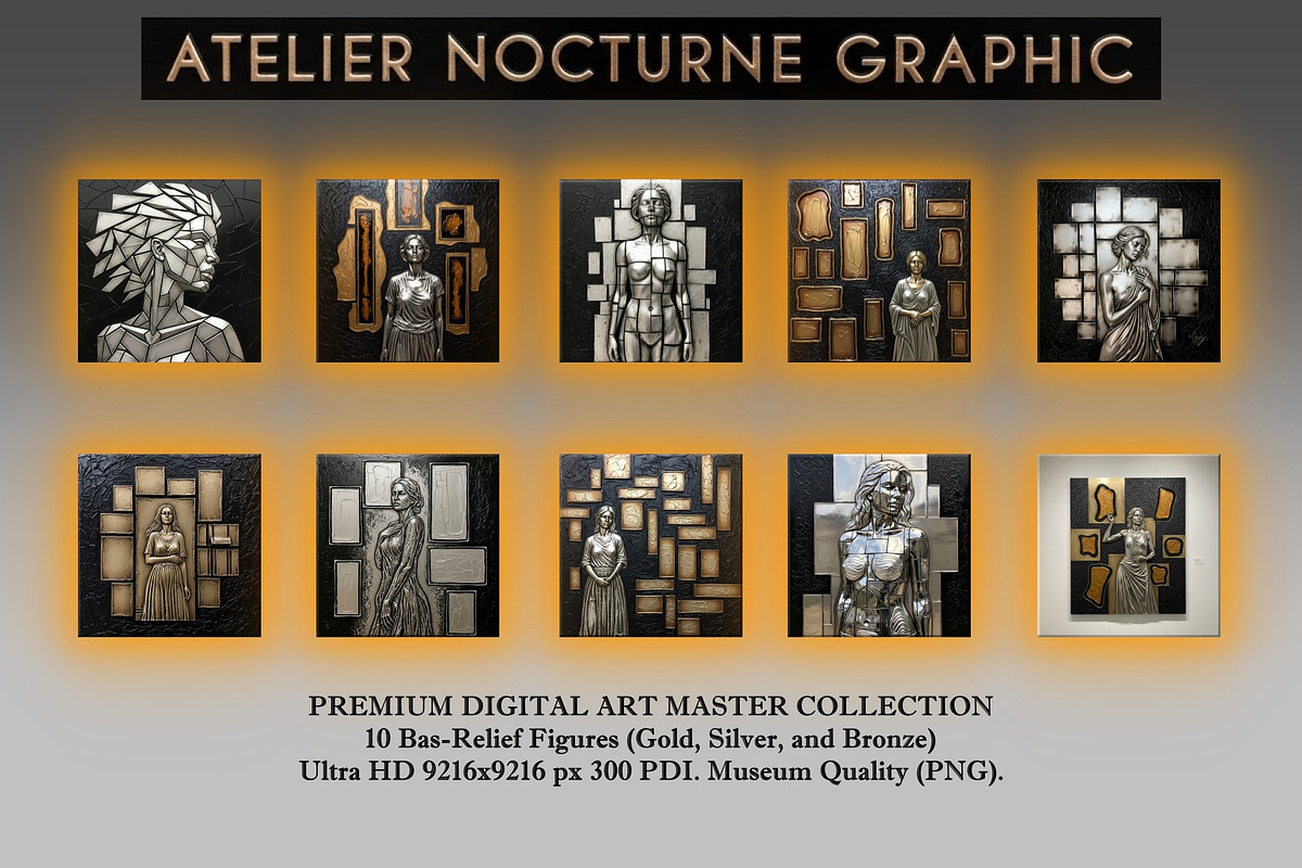 10 Bas-Relief Figures Gold & Silver, a Texture Graphic by Atelier Nocturne Graphic (Photo 1 of 4)