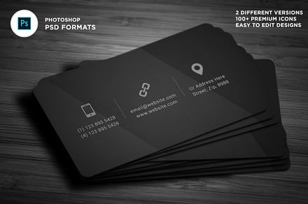 Dark Black Individual Business Cards, a Business Card Template by Galaxiya