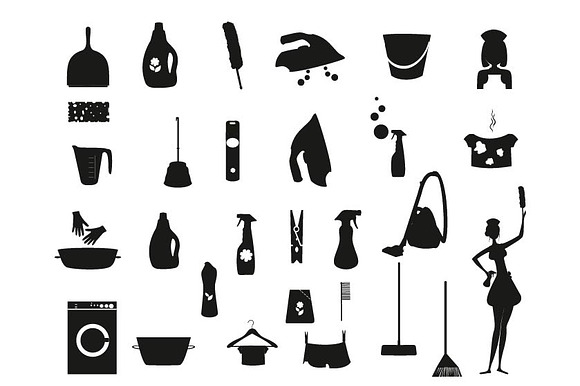 Silhouette Laundry And Washing Icons
