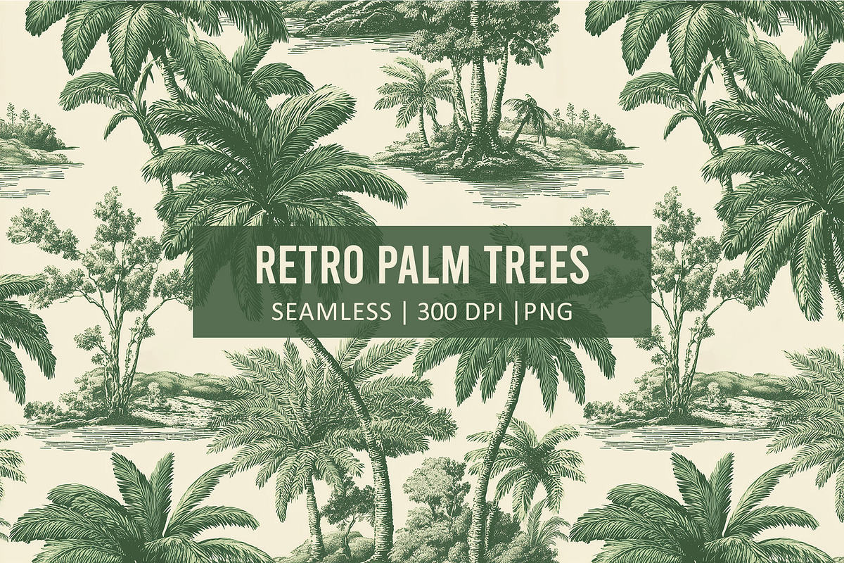 RETRO PALM TREES Seamless Pattern, a Pattern Graphic by AYAKA Studio Co. (Photo 1 of 8)