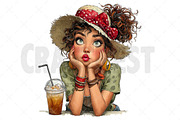 Whimsical Summer Coffee Girl Clipart, an Illustration by Craft Nest (Thumbnail 10 of 12)
