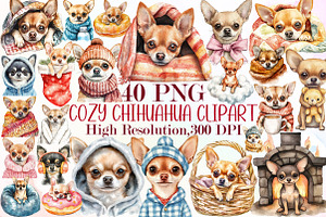 Cozy Chihuahua Clipart Set, an Illustration by Sublimation Artist