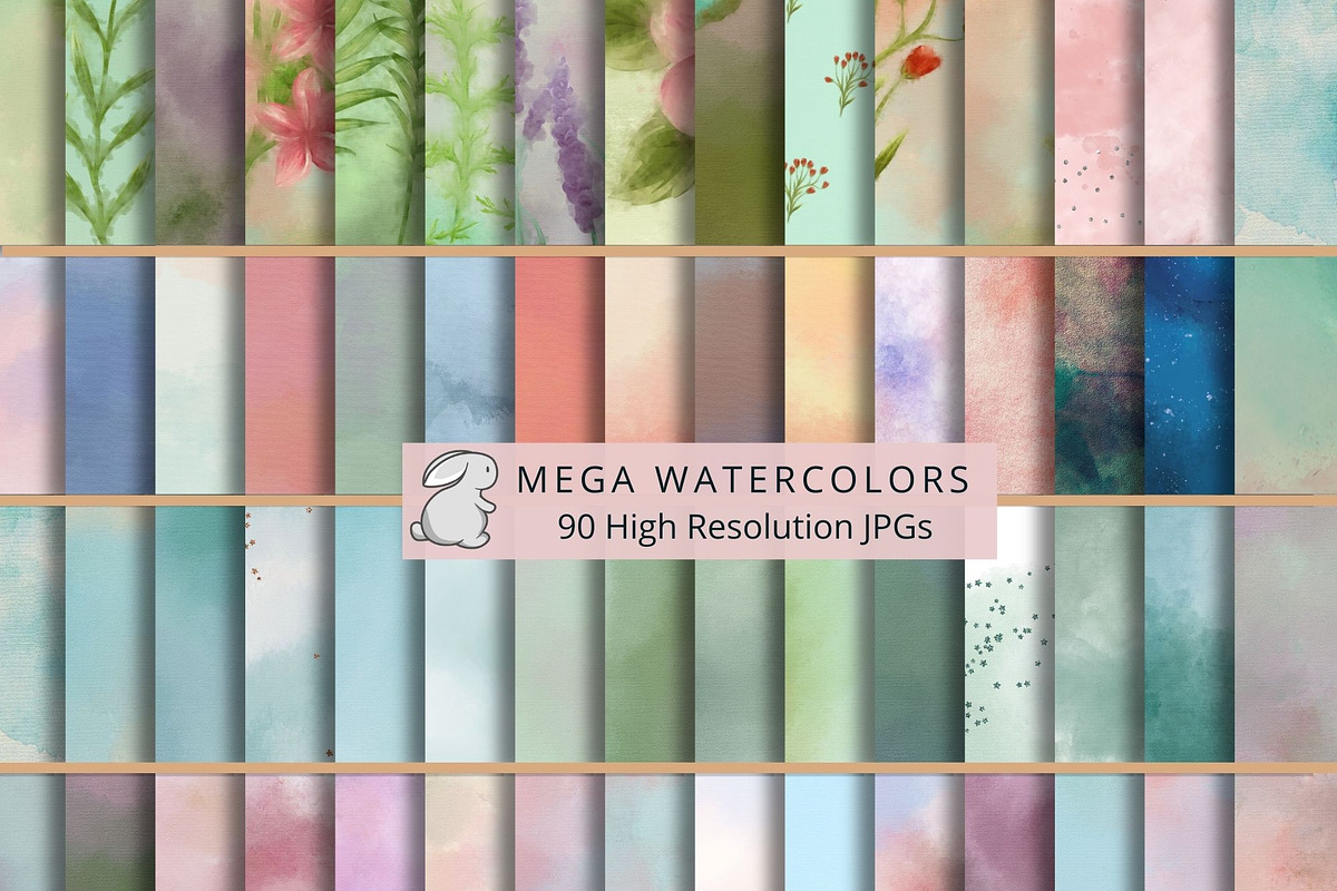 Mega Watercolor Background Pack, an Illustration by Kandace Lalo Designs (Photo 1 of 7)