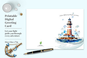 Greeting Card 5x7- Lighthouse Theme, a Card Template by Oshin Design