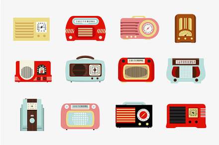 vintage radio flat vector simple