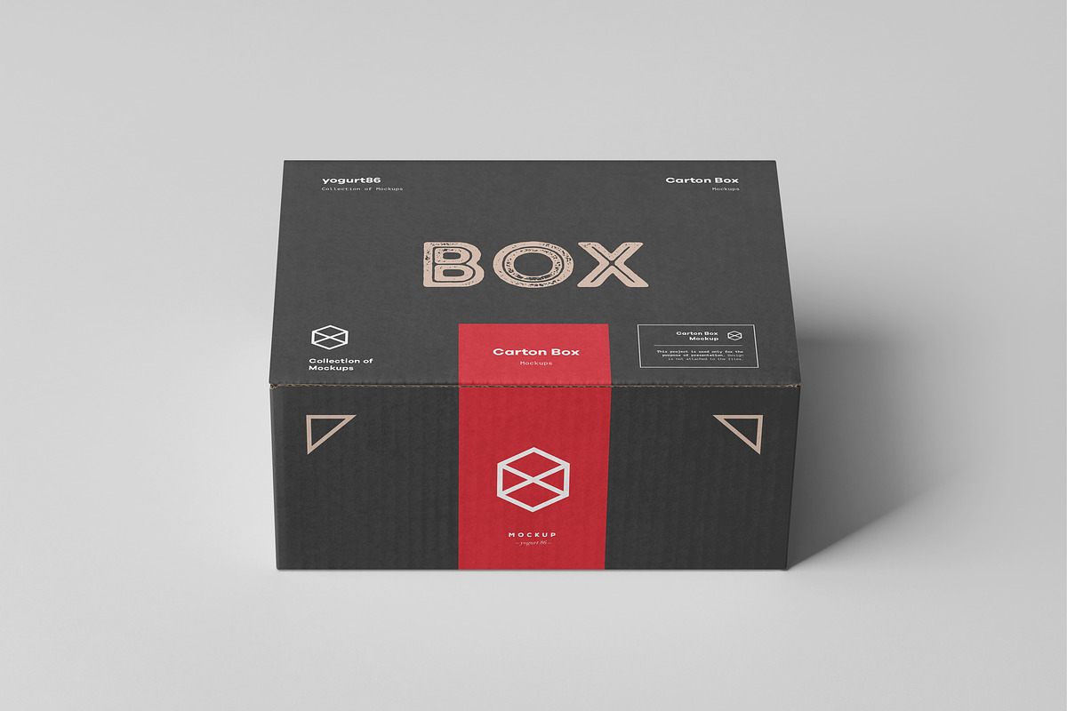 Carton Box Mock-up 135x105x60, a Product Mockup by Yogurt86 (Photo 2 of 10)