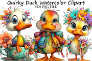 Quirky Duck Watercolor Clipart, an Illustration by DreamPrint404 (Thumbnail 1 of 7)