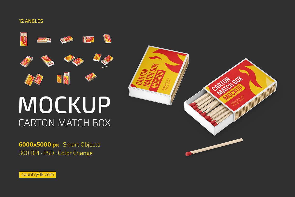 Carton Match Box Mockup Set, a Household Mockup by Country4k (Photo 1 of 4)
