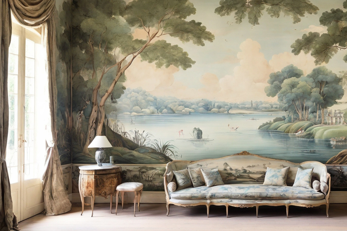 French Antique Landscape Wallpaper, a Wallpaper Graphic by by creative ...