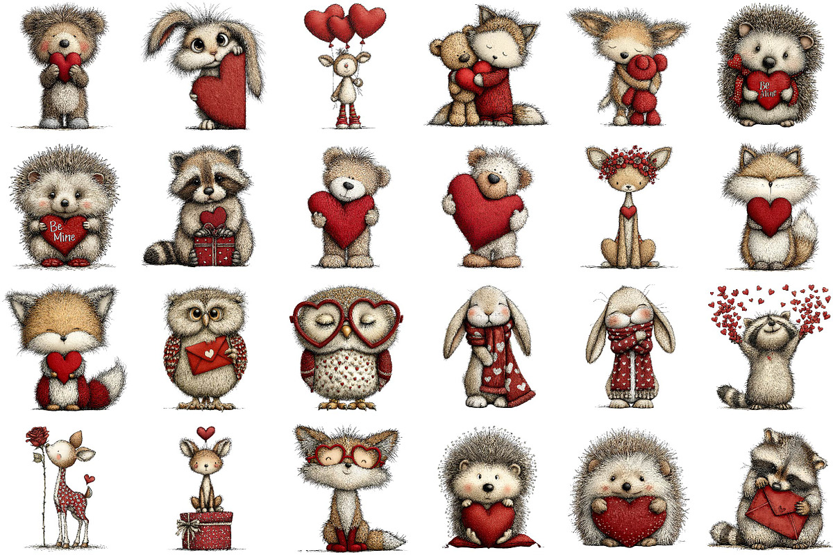 Valentine Woodland Animal Clipart, an Illustration by Sublimation Artist (Photo 2 of 6)