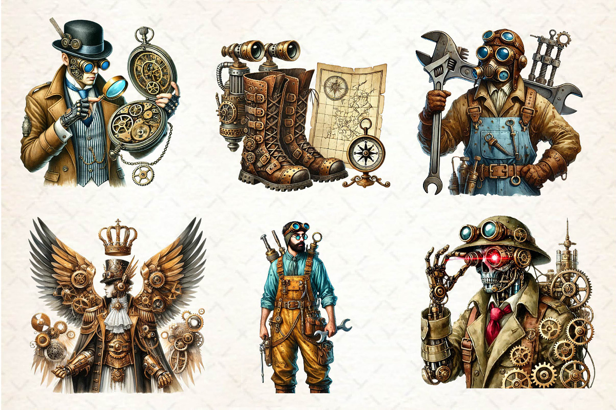 Steampunk  Character Clipart, an Illustration by CreationArt (Photo 5 of 5)