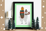 Christmas llamas and Santa clipart, an Animal Illustration by KupalinaArt (Thumbnail 6 of 7)