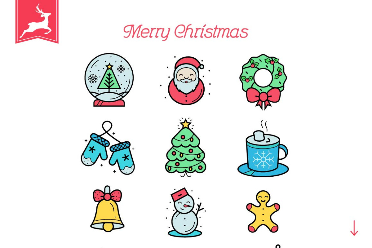 Christmas Icons in 3 different style, an Outline Icon by VectorBakery (Photo 5 of 6)