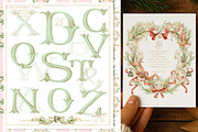 Watercolor Christmas frame, monogram, a Seasonal Illustration by WonderWonder (Thumbnail 5 of 11)