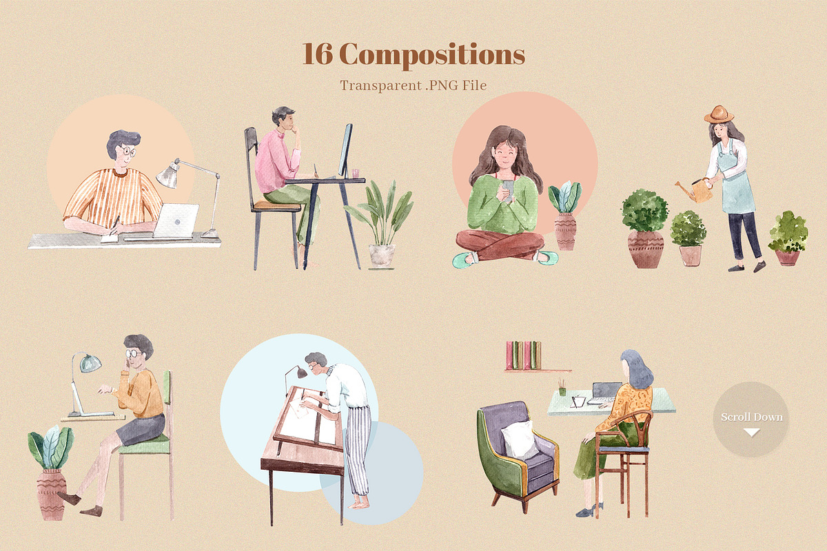 Work from Home with people concept, a Person Illustration by CreativeValuation (Photo 3 of 13)