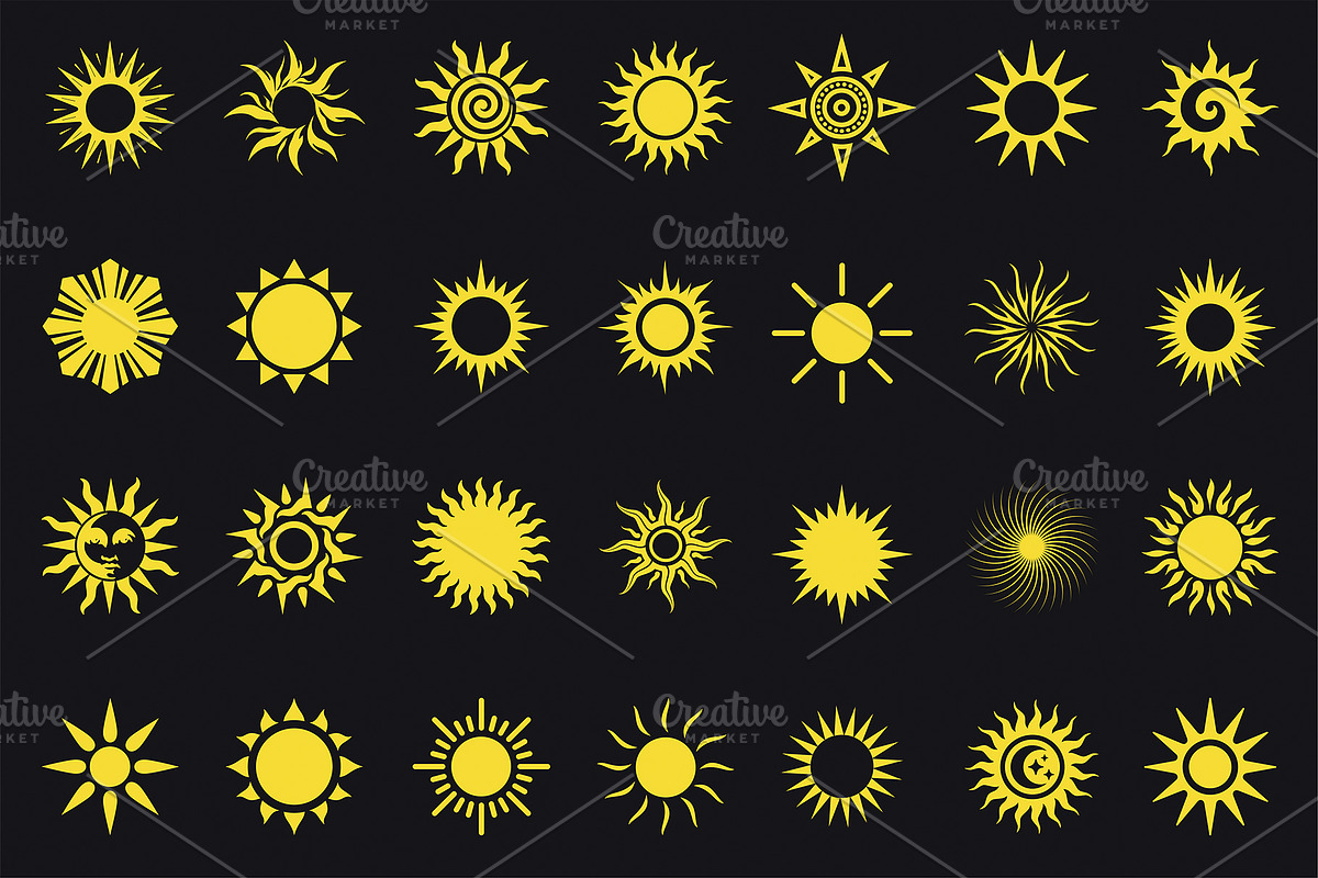 Golden Sun Symbol Pack, a Solid Icon by ProArt