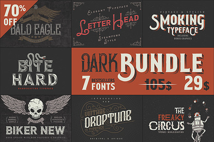 Dark Bundle: 7 Bestseller Fonts, a Blackletter Font by Gleb Guralnyk