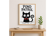 Pond Patrol Cat Funny Black Cat, a Background Graphic by LaseredNinja (Thumbnail 4 of 7)