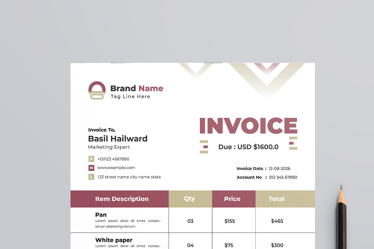 Business Invoice Design Template