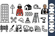 Construction Tools And Worker Clipar, an Illustration by designvectx (Thumbnail 1 of 3)