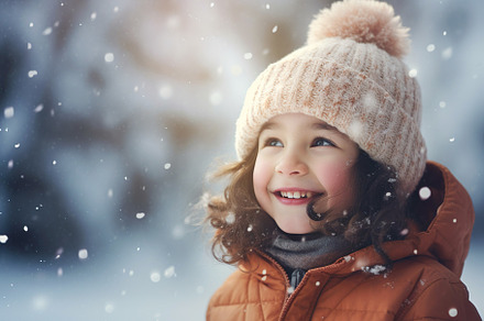 Snowy Delight and Smiling Girl in Winter Play, a Holiday Photo by Iconogenic