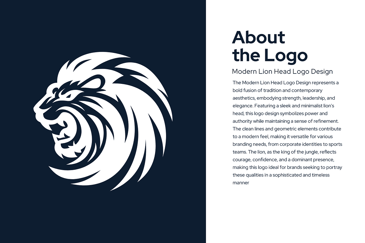 Modern Lion Head Logo Design, a Branding & Logo Template by Brand_Hero (Photo 2 of 5)