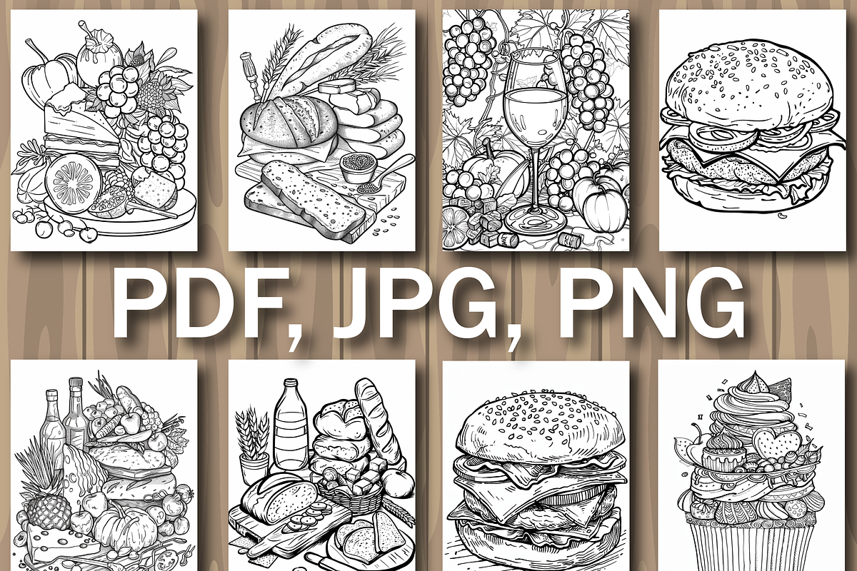 Food Coloring Book for Adults, a Seasonal Illustration by Printable Design Store (Photo 5 of 7)